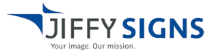 The logo for Jiffy Signs with the slogan "Your image. our mission"