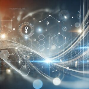 A technology-themed background image with light streams